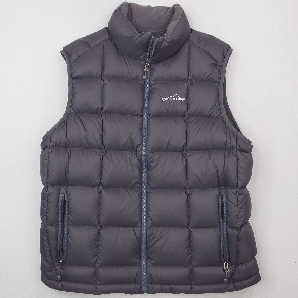 Eddie Bauer Vest Mens Large Gray 365 800 Fill Power Down Puffer Quilted Outdoor